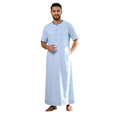 Men's Half Sleeve Designer Thobe Omani Emirati Arabian Style