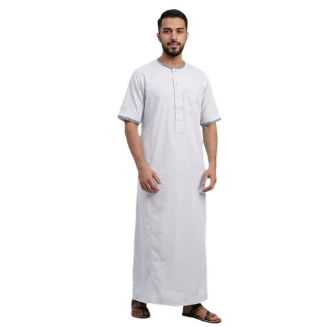 Men's Half Sleeve Designer Thobe Omani Emirati Arabian Style