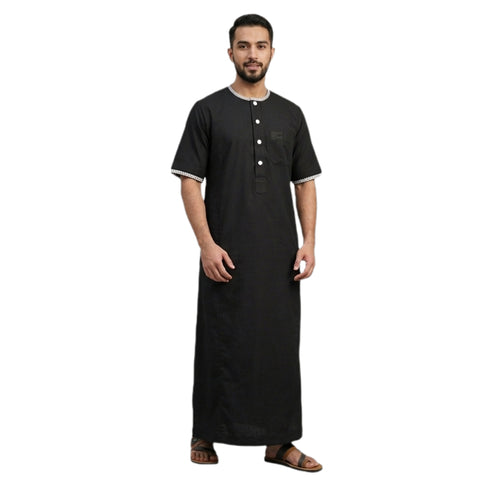 Men's Half Sleeve Designer Thobe Omani Emirati Arabian Style