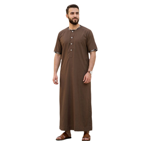 Men's Half Sleeve Designer Thobe Omani Emirati Arabian Style