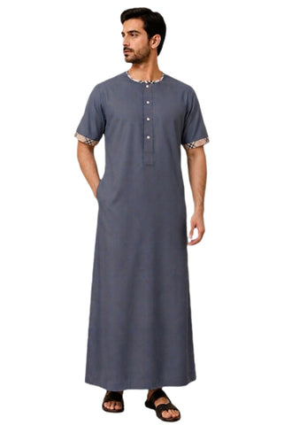 Men's Half Sleeve Designer Thobe Omani Emirati Arabian Style