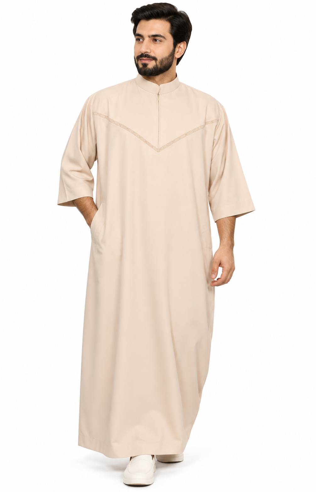 Men’s half Sleeve Thobe Saudi Style – Islamic Arabic Modest Wear