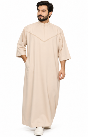 Men’s half Sleeve Thobe Saudi Style – Islamic Arabic Modest Wear