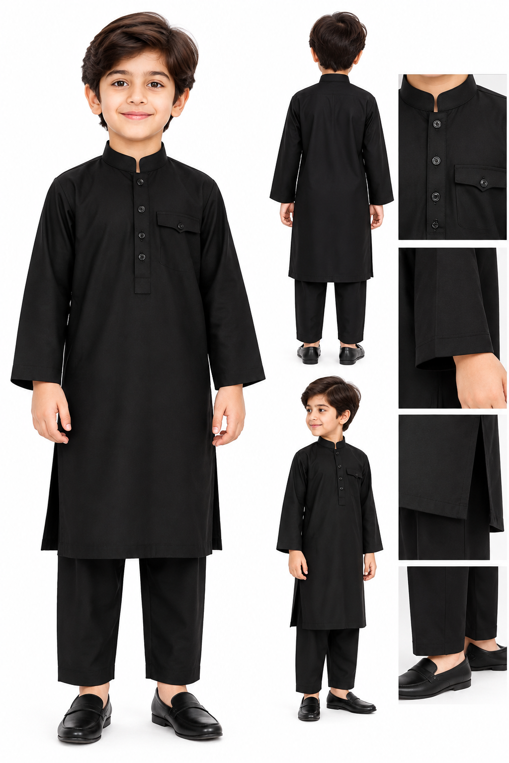 Kids Ethnic Plain Cotton Kurta Pajama for Boy's