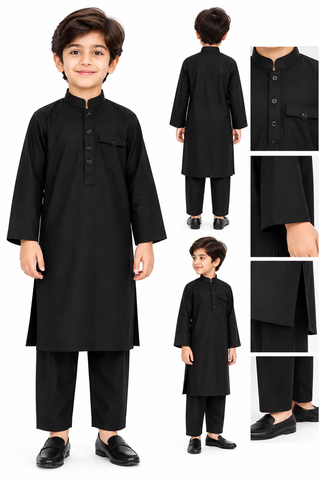 Kids Ethnic Plain Cotton Kurta Pajama for Boy's