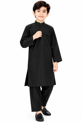 Kids Ethnic Plain Cotton Kurta Pajama for Boy's