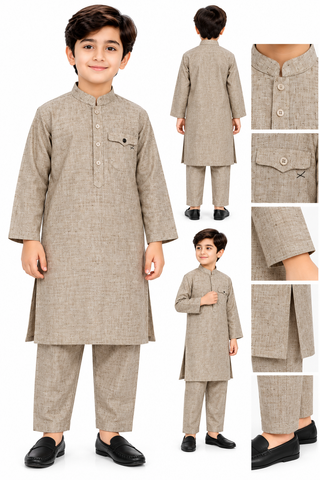 Kids Ethnic Plain Cotton Kurta Pajama for Boy's