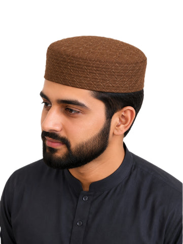 Men's Prayer Cap Kufi Embroidered Islamic Topi, Traditional Muslim Hat/Cap