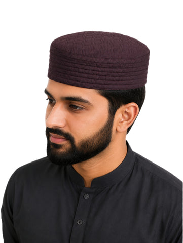 Men's Prayer Cap Kufi Embroidered Islamic Topi, Traditional Muslim Hat/Cap