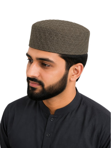 Men's Prayer Cap Kufi Embroidered Islamic Topi, Traditional Muslim Hat/Cap