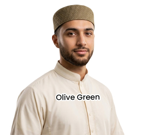 Men's Prayer Cap Kufi Embroidered Islamic Topi, Traditional Muslim Hat/Cap