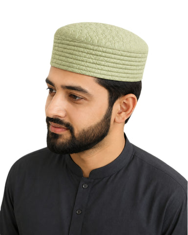 Men's Prayer Cap Kufi Embroidered Islamic Topi, Traditional Muslim Hat/Cap