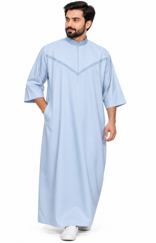 Men’s half Sleeve Thobe Saudi Style – Islamic Arabic Modest Wear