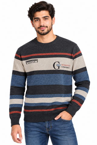 Men's Knitted Sweater Casual Warm High Stretch Crew Neck Pullover Sweater/Winter T-Shirt