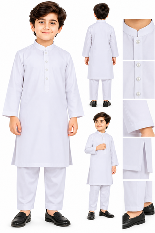 Kids Ethnic Plain Cotton Kurta Pajama for Boy's