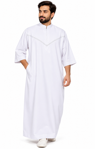 Men’s half Sleeve Thobe Saudi Style – Islamic Arabic Modest Wear
