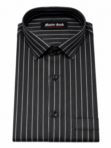 Men's 100% Pure Cotton Regular Asian slim fit Casual Lining shirts -Single Pocket long sleeve