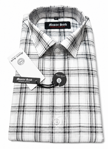 Men's 100% Pure Cotton Regular Asian slim fit Casual Check Shirts -Single Pocket long sleeve