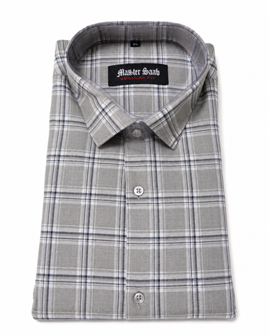 Men's 100% Pure Cotton Regular Asian slim fit Casual Check Shirts -Single Pocket long sleeve