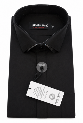 Men's 100% Pure Cotton Asian Regular fit Casual Plain shirts -Single Pocket long sleeve