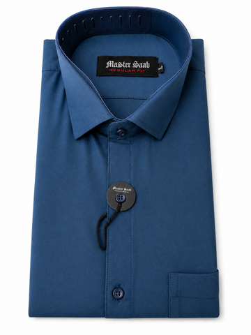 Men's 100% Pure Cotton Asian Regular fit Casual Plain shirts -Single Pocket long sleeve
