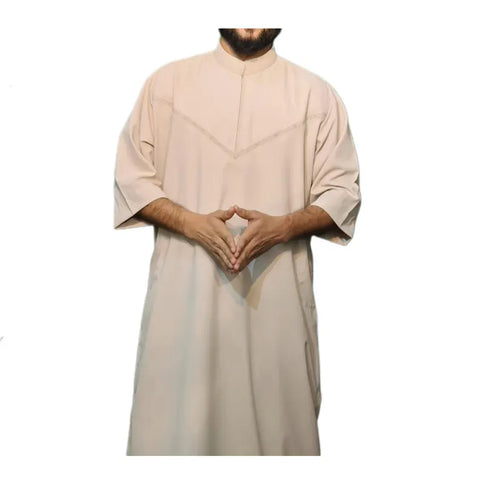 Men’s half Sleeve Thobe Saudi Style – Islamic Arabic Modest Wear