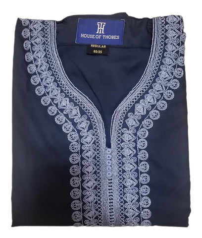Men's Moroccan Embroidery Thobe half sleeve jubbah/Robe