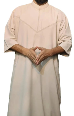 Men’s half Sleeve Thobe Saudi Style – Islamic Arabic Modest Wear