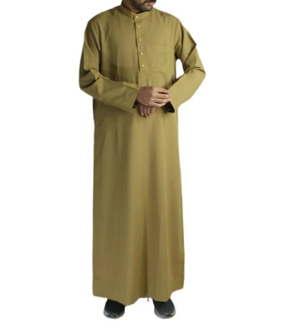Men’s Saudi Style Thobe – Elegant Arabic Islamic Robe, Timeless Design for Everyday & Prayer
