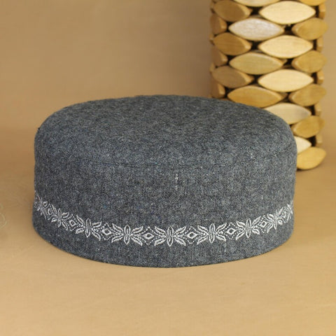 Wool Kufi Cap | Islamic Embroidered Prayer Cap