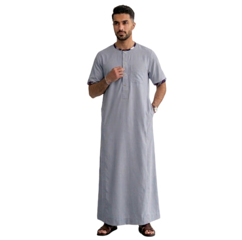 Men's Half Sleeve Designer Thobe Omani Emirati Arabian Style