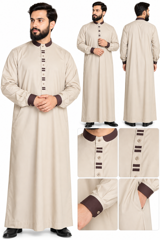 Men's Islamic thobe designer Muslim Saudi style Thobe/Jubba