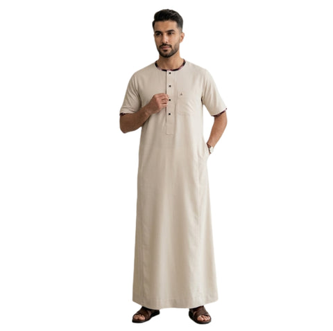 Men's Half Sleeve Designer Thobe Omani Emirati Arabian Style