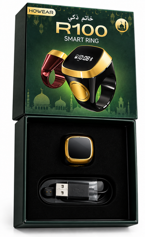 Smart Tasbih Ring R100 – Digital Zikr Counter, Prayer Reminder, Qibla Compass